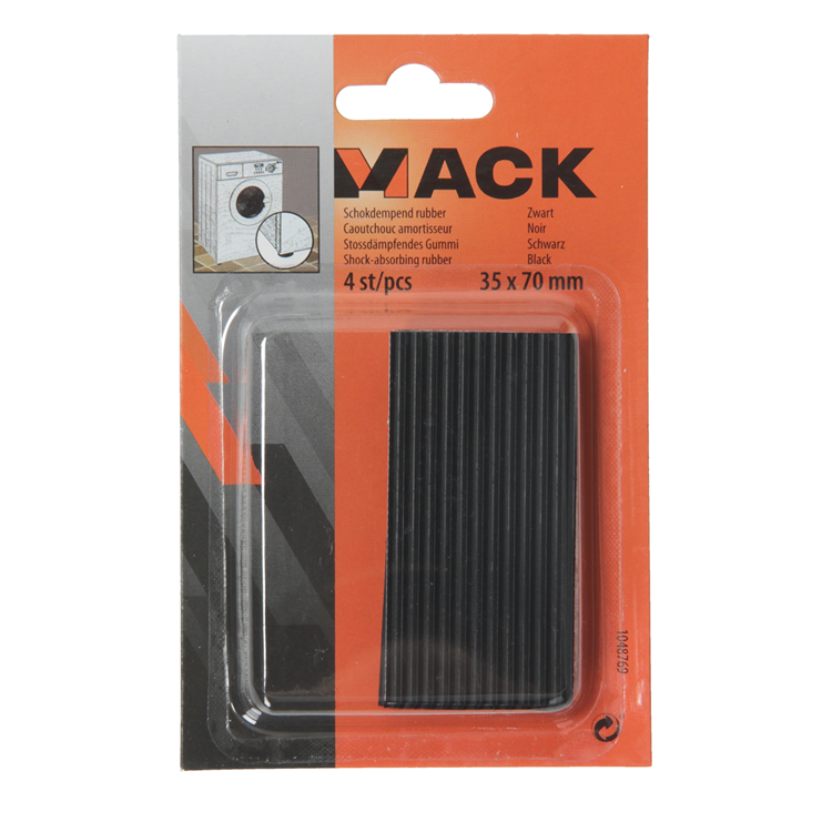 Mack 1048769 - schokdempend rubber zwart 35 x 70 mm 4 st pcs | 6 stuks