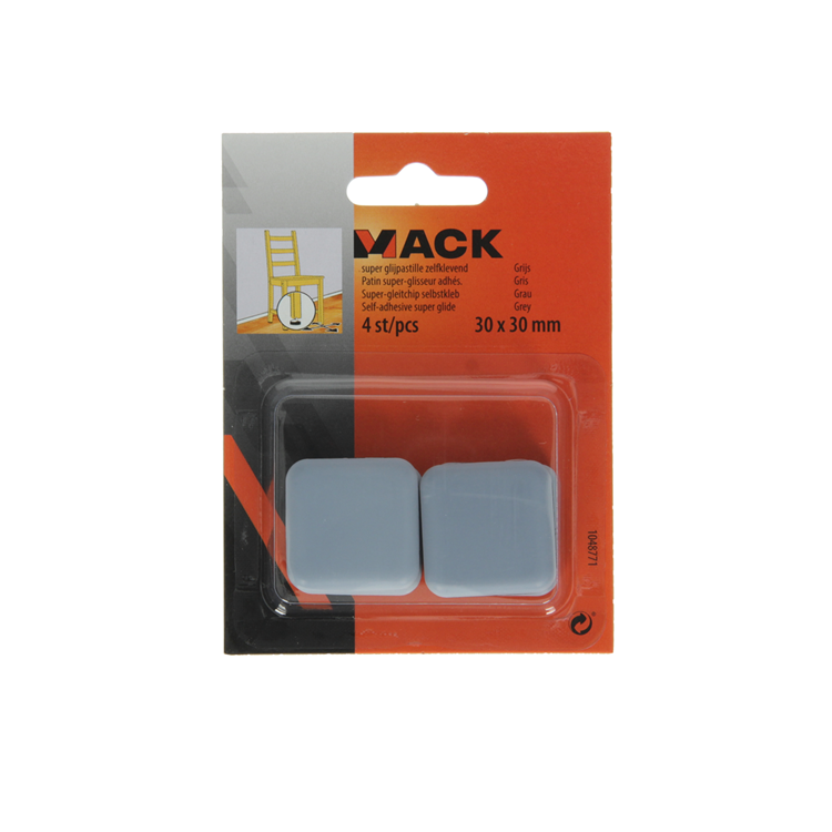 Mack 1048771 - super glijpastille zelfklevendgrijs 30 x 30 mm 4 st pcs | 12 stuks