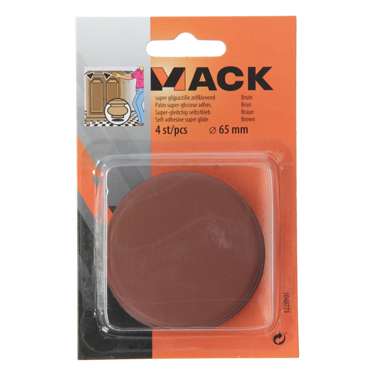 Mack 1048773 - super glijpastille zelfklevendbruin ø 65 mm 4 st pcs | 12 stuks