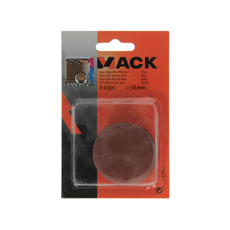 Mack 1048778 - super glijpastille zelfklevendbruin ø 50 mm 4 st pcs | 12 stuks