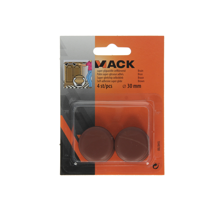 Mack 1048780 - super glijpastille zelfklevendbruin ø 30 mm 4 st pcs | 12 stuks