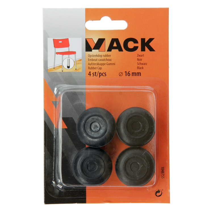 Mack 1048755 - opsteekdop rubber zwart ø 16 mm 4 st pcs | 6 stuks