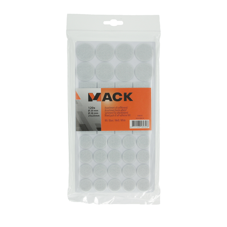 Mack 1048761 - assortiment zelfklevend vilt wit | 12 stuks