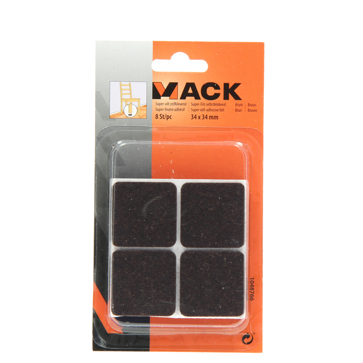 Mack 1048766 - super-vilt zelfklevend bruin 34 x 34 mm 8 st pcs | 12 stuks