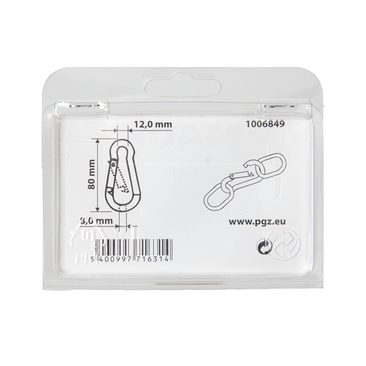 Mack 1006849 - 1 karabijnhaak + veer verzinkt bl 80x8mm | 5 stuks