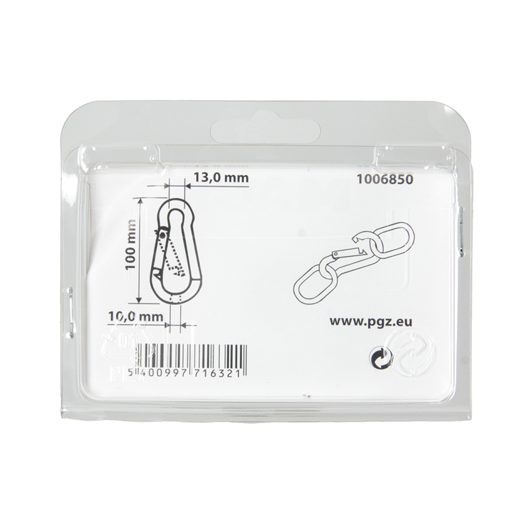 Mack 1006850 - 1 karabijnhaak + veer verzinkt bl 100x10mm | 5 stuks