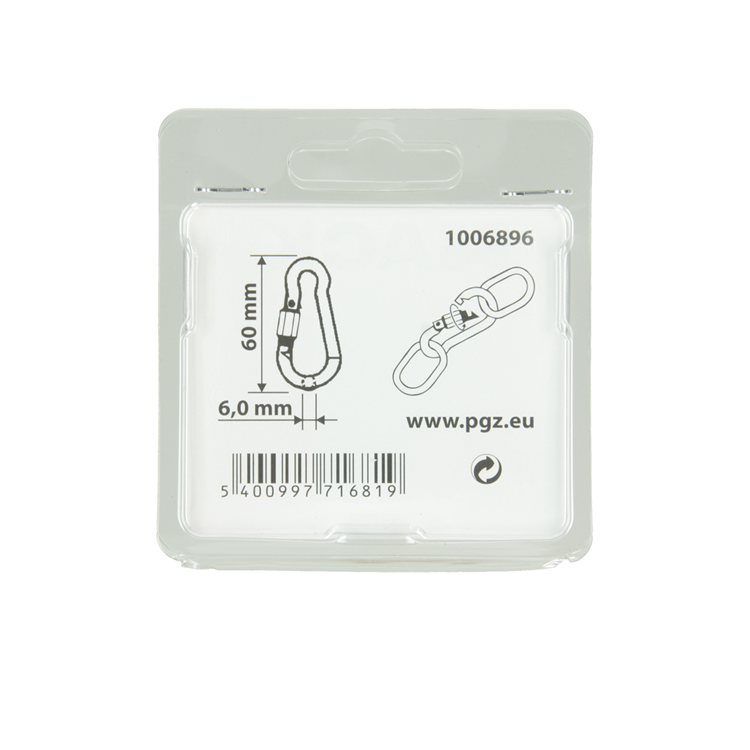 Mack 1006896 - 1 karabijnhaak+borgsl. verzinkt 6mm bl | 5 stuks
