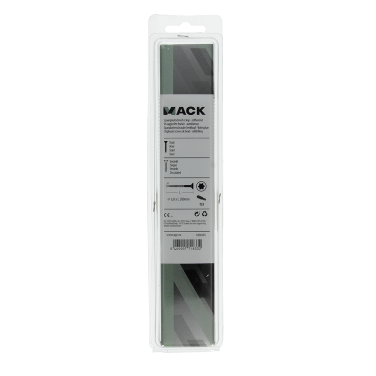 Mack 1006985 - spaanplschrf. vzkop-zelfb geelverzinkt 4st 6 x 200mm | 10 stuks