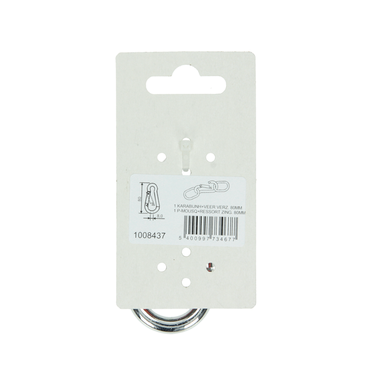 Mack 1008437 - 1 karabijnhaak + veer 8 x 80mm verzinkt | 10 stuks