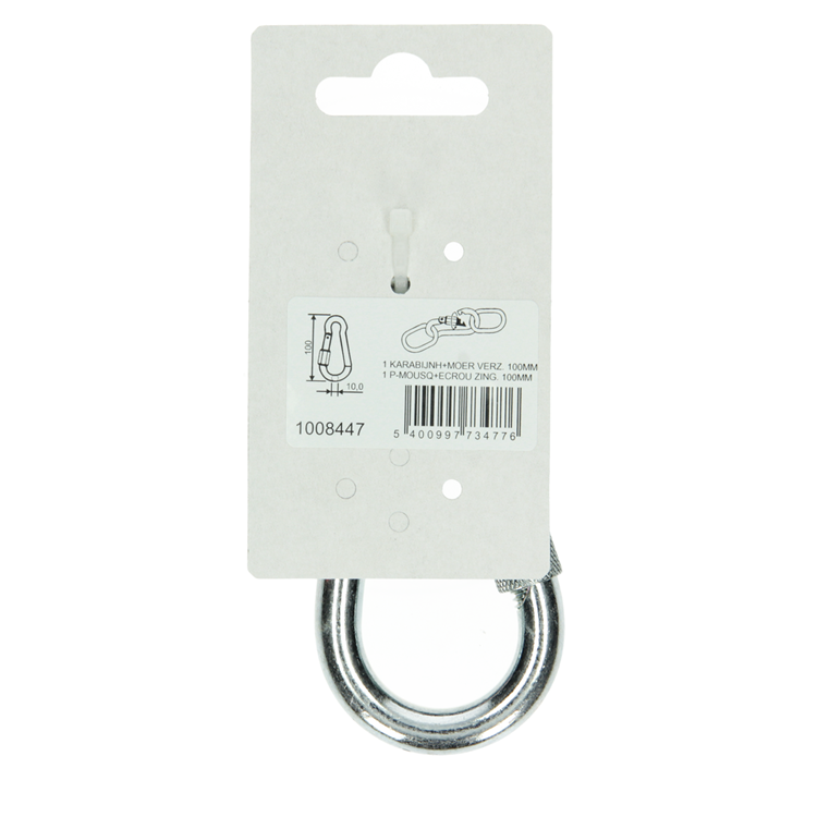 Mack 1008447 - 1 karabijnhaak + borgsl. 10 x 100mm verzinkt | 10 stuks