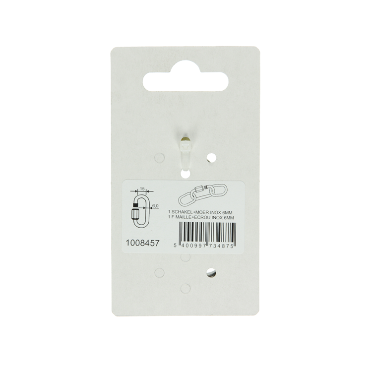 Mack 1008457 - 1 loze schakel + moer 6mm inox | 10 stuks