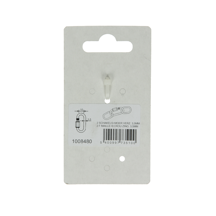 Mack 1008480 - 2 loze schakels + moer 3,5mm verzinkt | 10 stuks