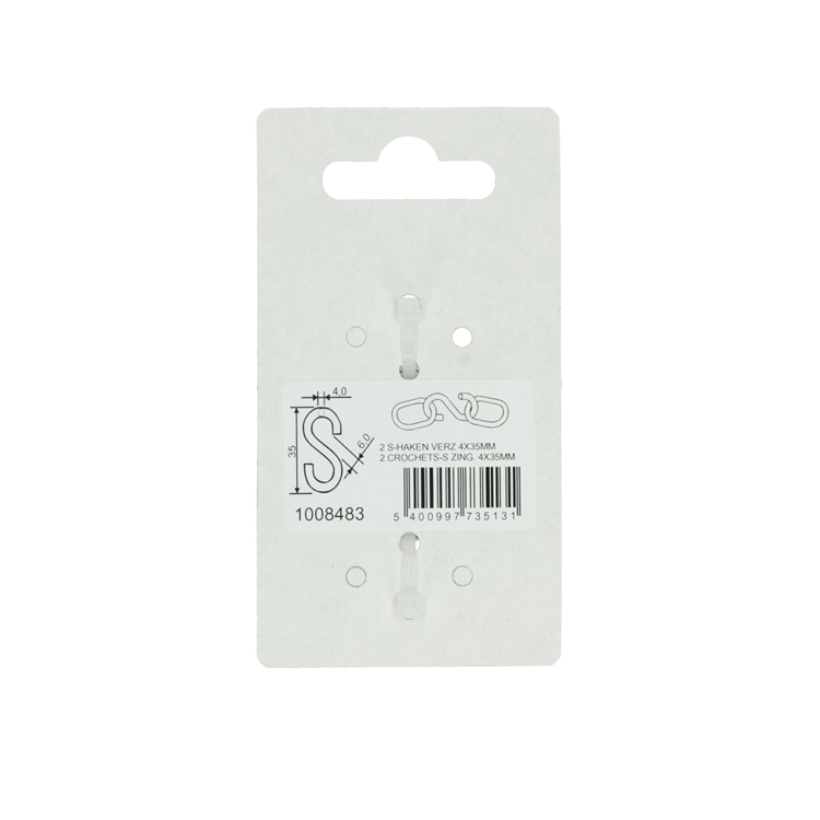 Mack 1008483 - 2 open s-haken 4,0 x 35mm verzinkt | 10 stuks