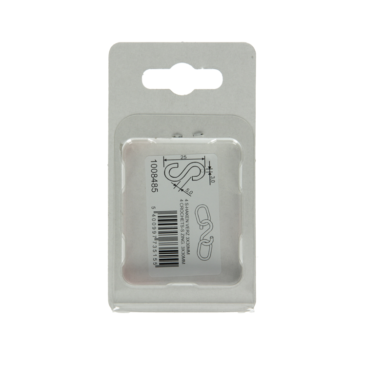 Mack 1008485 - 4 open s-haken 3,0x30mm verzinkt | 10 stuks