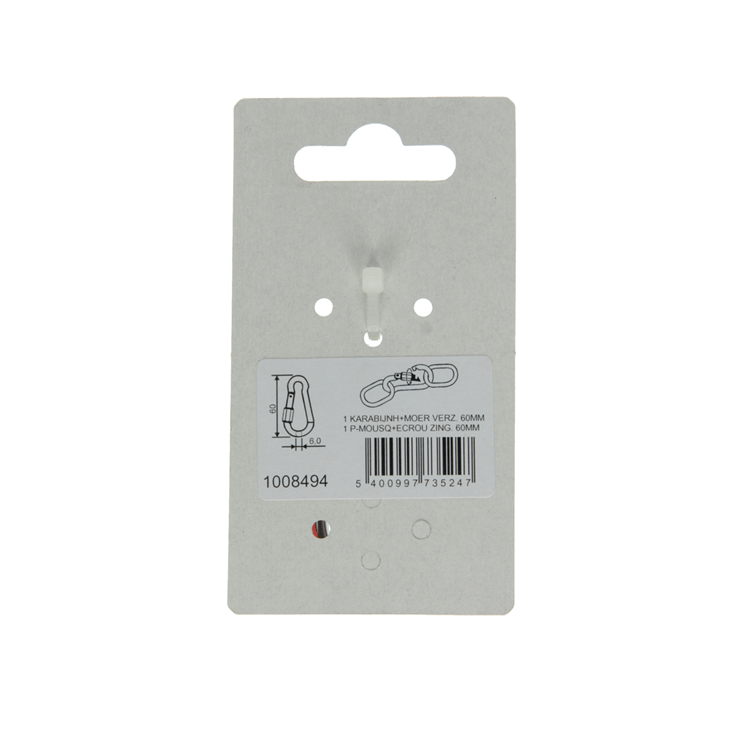 Mack 1008494 - 1 karabijnhaak + borgsl. 6 x 60mm verzinkt | 10 stuks