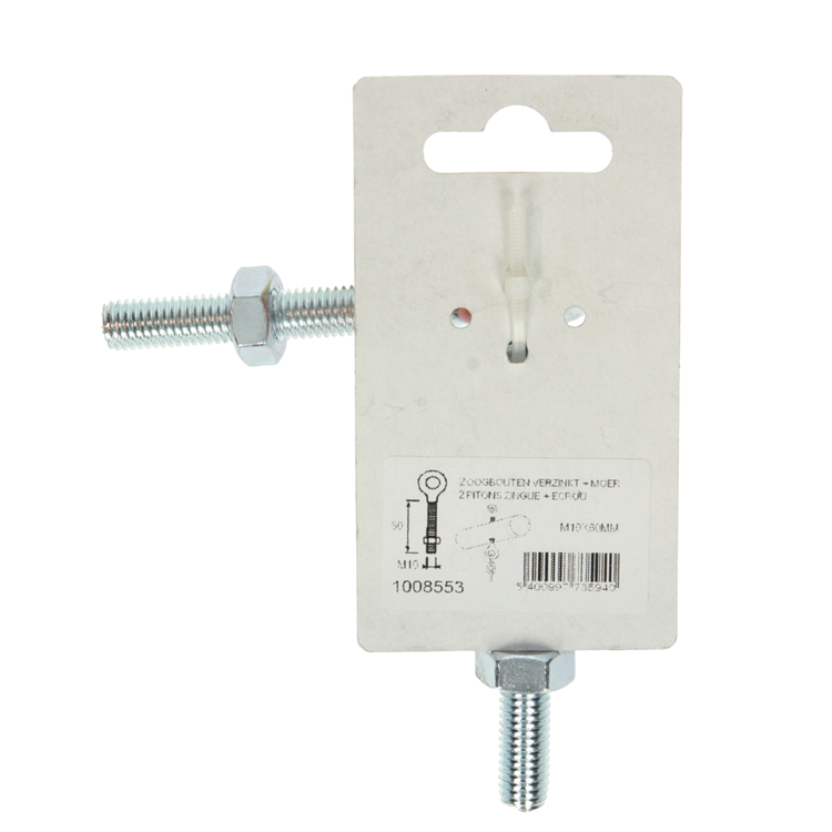 Mack 1008553 - 2 oogbouten + moer m10 x 60mm verzinkt | 10 stuks