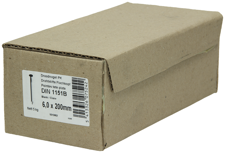 1015662 - doos 5 kg. nagels platte kop 6,5x200 mm | 3 stuks