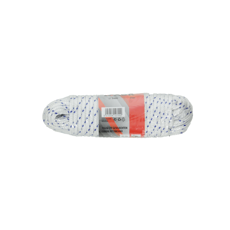 Mack 1014932 - pp gevlochten wit blauw streng5mm 20m | 5 stuks