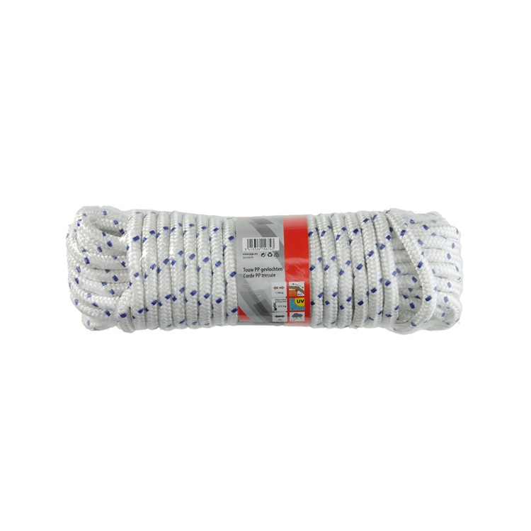 Mack 1013979 - pp gevlochten wit blauw streng12mm 15m | 5 stuks