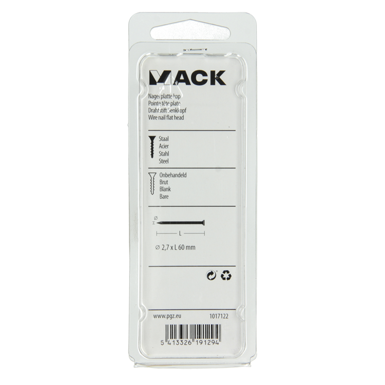 Mack 1017122 - nagel platte kop 120 gr 2,7 x 60 mm | 5 stuks