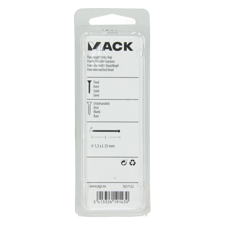Mack 1017132 - fijne nagel ronde kop 85 gr 1,5 x 35 mm | 5 stuks