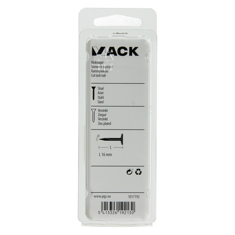 Mack 1017192 - bloknagel staal verzinkt 50 gr16 mm | 10 stuks