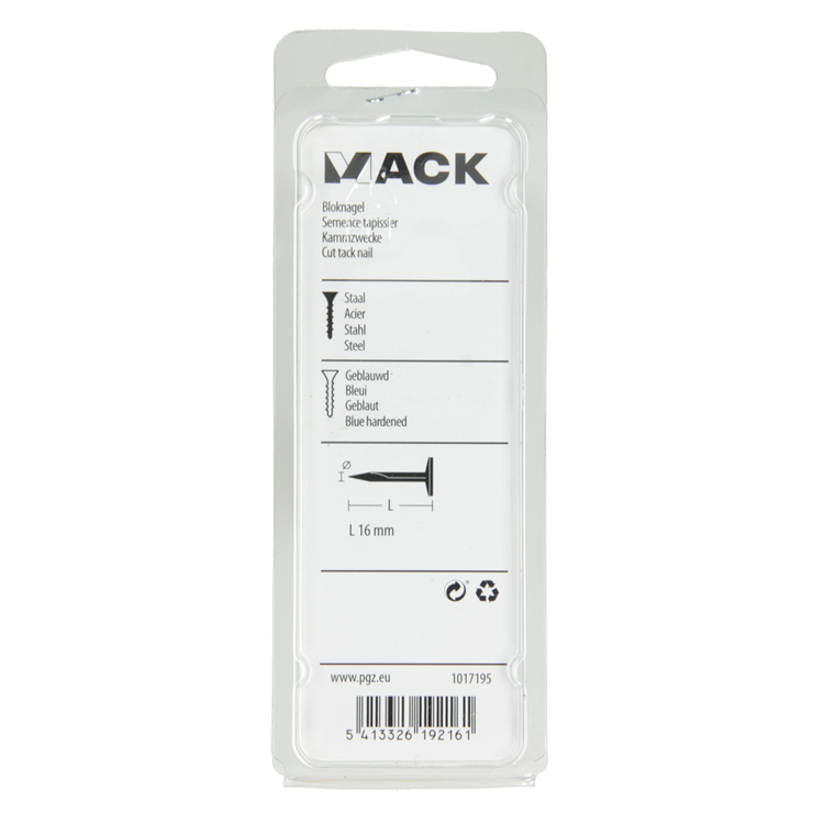 Mack 1017195 - bloknagel staal geblauwd 50 gr16 mm | 10 stuks
