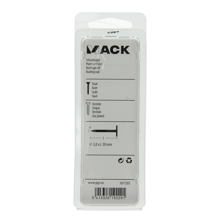 Mack 1017203 - schalienagel staal verzinkt 100 gr 3,0 x 30 mm | 5 stuks