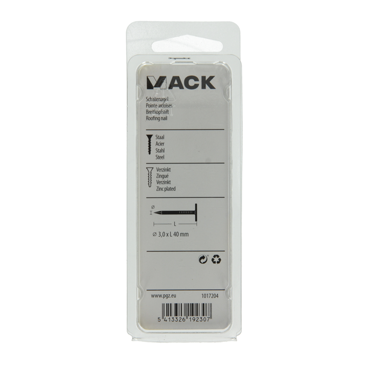 Mack 1017204 - schalienagel staal verzinkt 100 gr 3,0 x 40 mm | 5 stuks