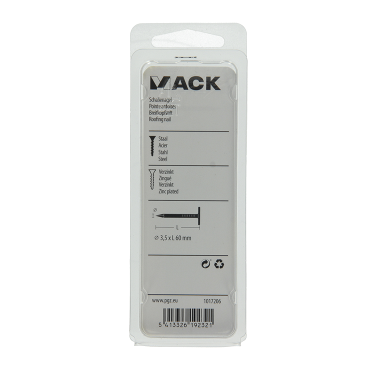 Mack 1017206 - schalienagel staal verzinkt 100 gr 3,5 x 60 mm | 5 stuks