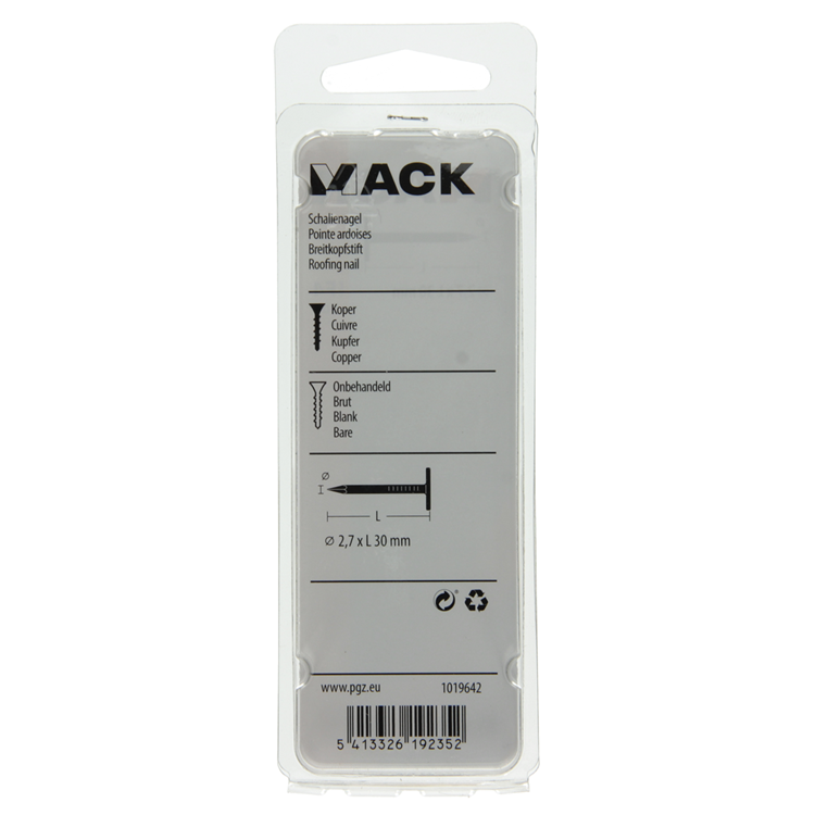 Mack 1019642 - schalienagel koper 30 gr 2,7 x 30mm | 10 stuks