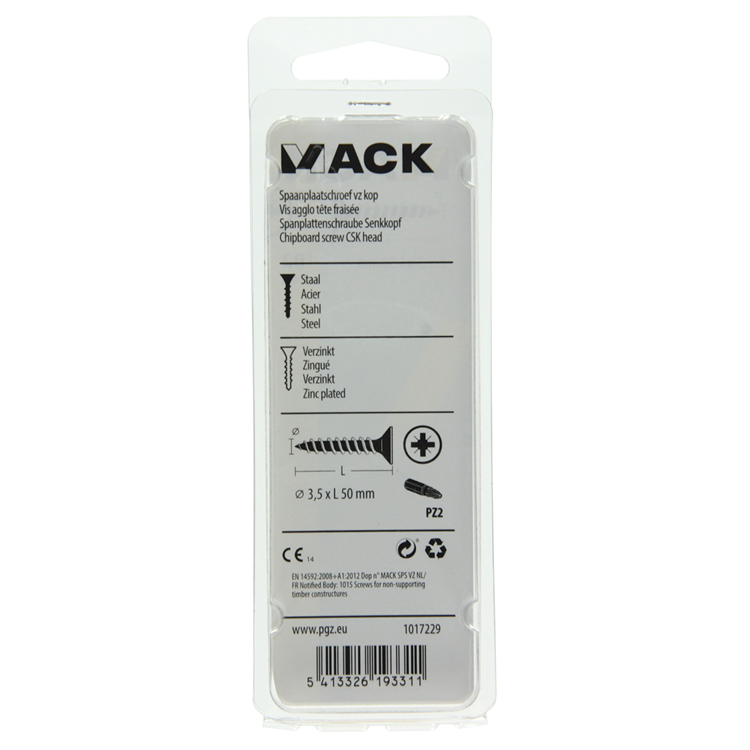 Mack 1017229 - spaanplaatschroef vz kop geelverz.14 st 3,5 x 50 mm | 10 stuks