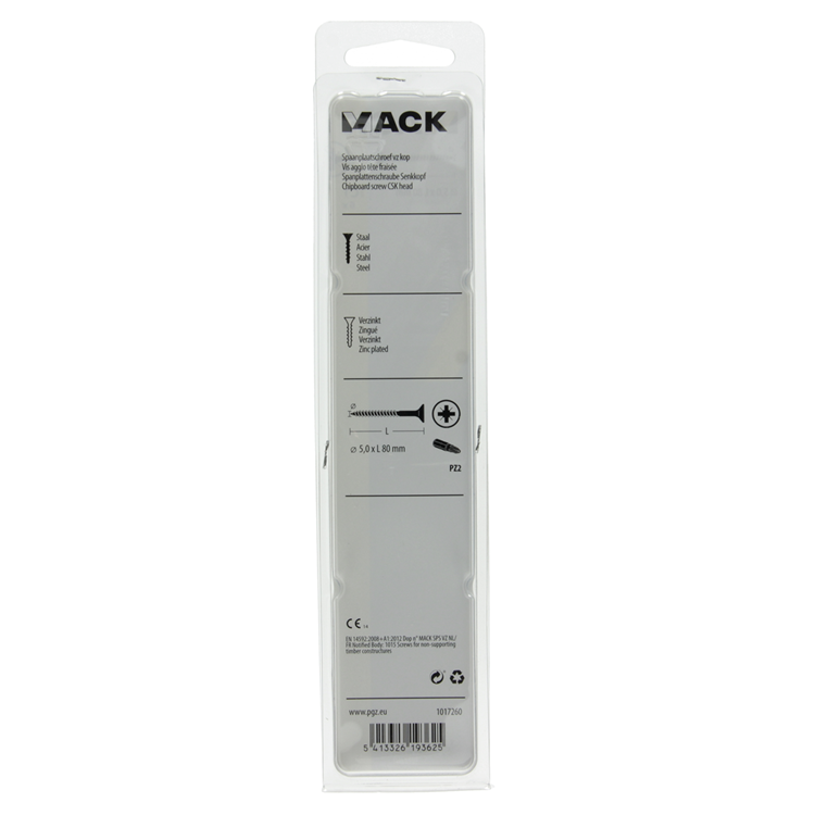 Mack 1017260 - spaanplaatschroef vz kop geelverz. 6 st 5,0 x 80 mm | 5 stuks