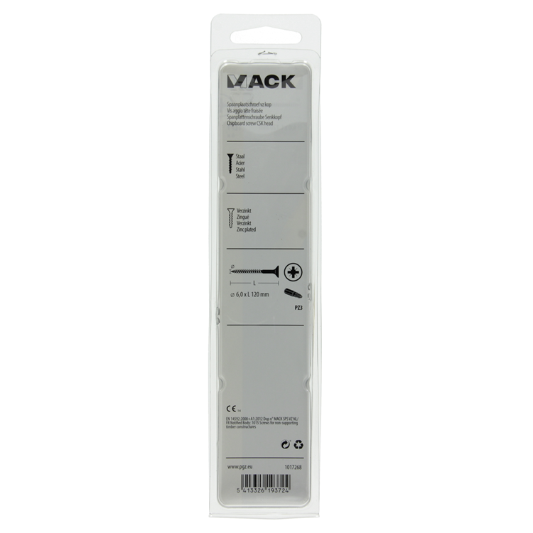 Mack 1017268 - spaanplaatschroef vz kop geelverz. 4 st 6,0 x 120 mm | 5 stuks