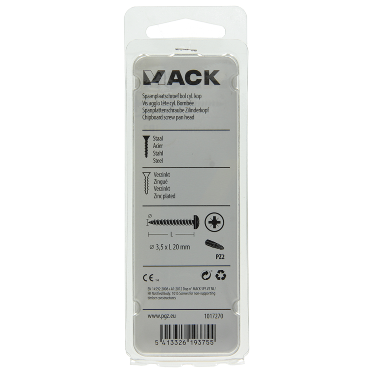 Mack 1017270 - spaanplaatschroef cylkop geelverz.35 st 3,5 x 20 mm | 10 stuks