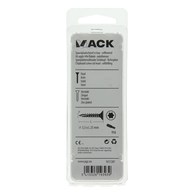 Mack 1017287 - spaanplschr.vzkop-zelfb. geelverz .32 st 3,5 x 25 mm | 10 stuks