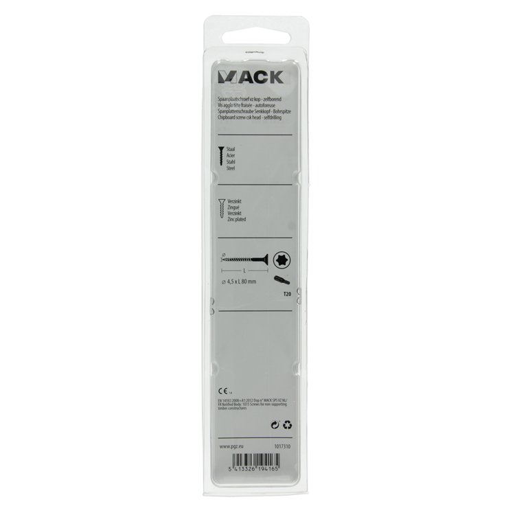 Mack 1017310 - spaanplschr.vzkop-zelfb. geelverz. 8 st 4,5 x 80 mm | 5 stuks