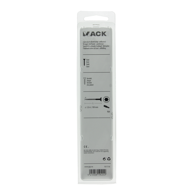 Mack 1017318 - spaanplschr.vzkop-zelfb. geelverz. 4 st 5,0 x 100 mm | 5 stuks