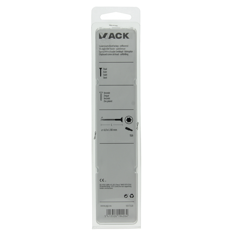 Mack 1017320 - spaanplschr.vzkop-zelfb. geelverz. 5 st 6,0 x 80 mm | 5 stuks