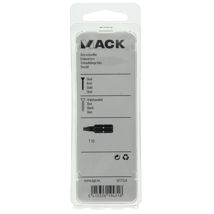 Mack 1017324 - torx schroefbit staal onbehandeld 2 st t 10 | 10 stuks
