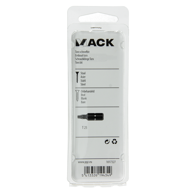 Mack 1017327 - torx schroefbit staal onbehandeld 2 st t 25 | 10 stuks