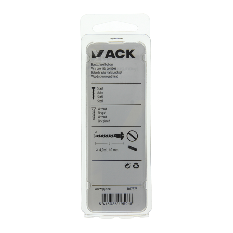 Mack 1017375 - houtschroef bolkop staal verzinkt 10 st 4,0 x 40 mm | 10 stuks