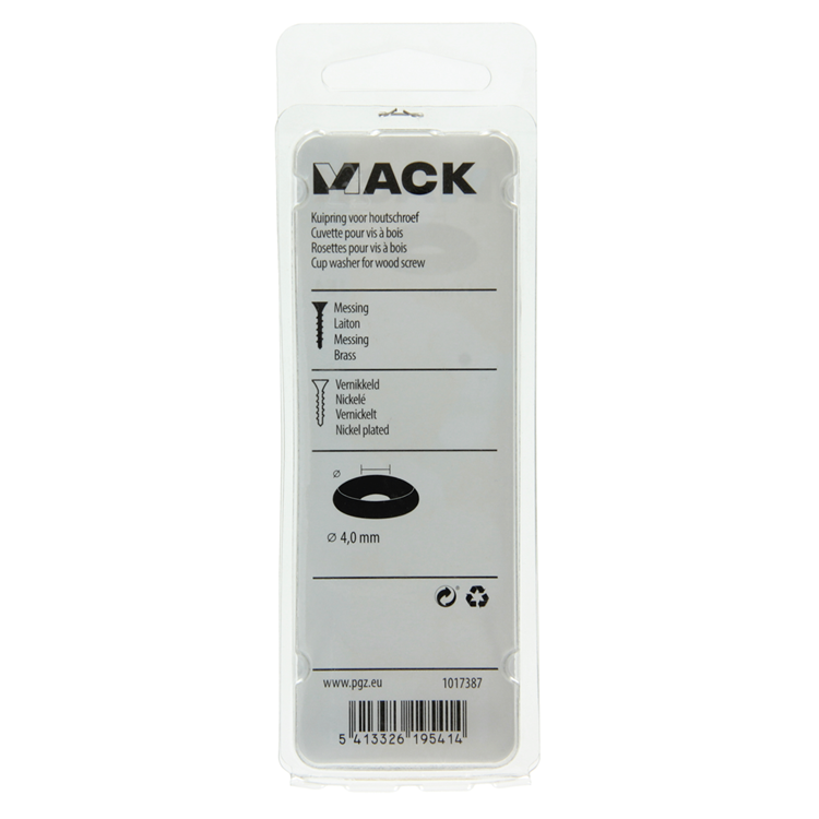 Mack 1017387 - kuipring vr houtschroef mess. vern. 12st 4,0 mm | 10 stuks