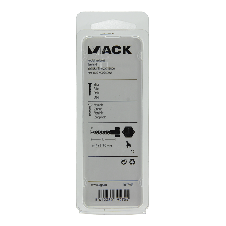 Mack 1017403 - houtdraadbout staal verzinkt 11 st 6 x 35 mm | 10 stuks