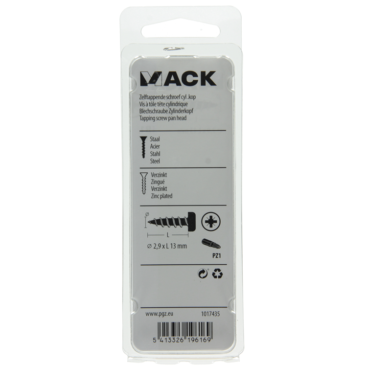 Mack 1017435 - zelftappende schroef cyl kop verz. 38st 2,9 x 13 mm | 10 stuks