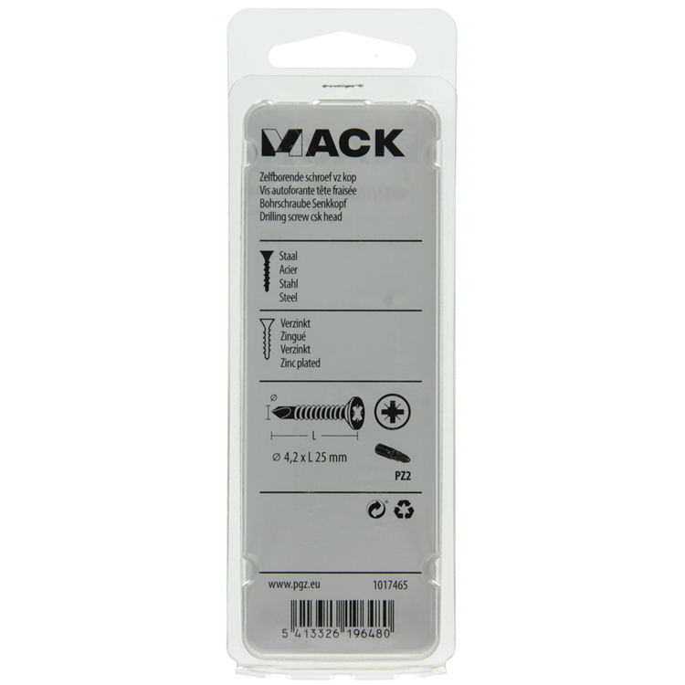 Mack 1017465 - zelfborende schroef vz kop verz. 24 st 4,2 x 25 mm | 10 stuks