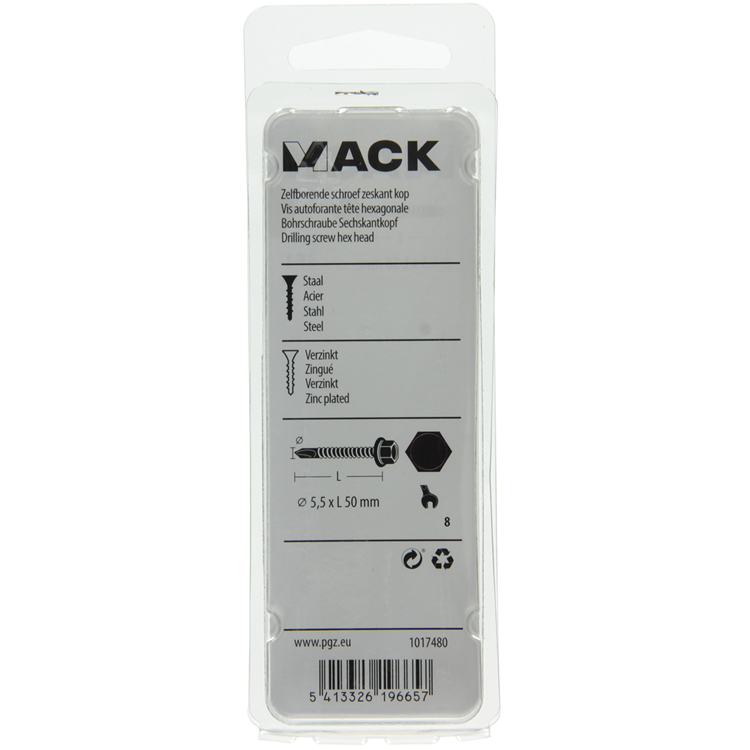Mack 1017480 - zelfborende schroef zesk.kop verz. 13st 5,5 x 50 mm | 5 stuks