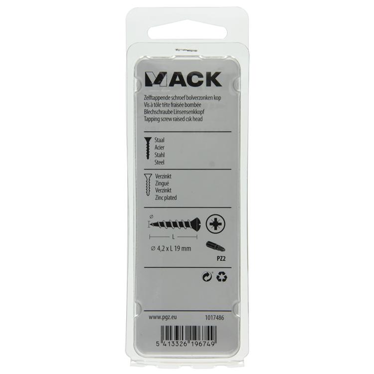 Mack 1017486 - zelftappende schroef bvk verz.18 st 4,2 x 19 mm | 10 stuks