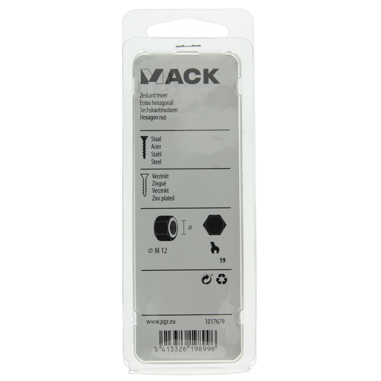 Mack 1017679 - zeskant moer staal verzinkt 6 st m 12 | 10 stuks