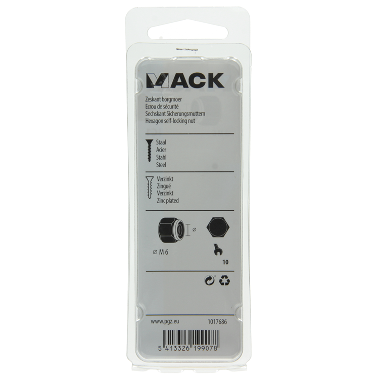 Mack 1017686 - zeskant borgmoer staal verzinkt 14 st m6 | 10 stuks